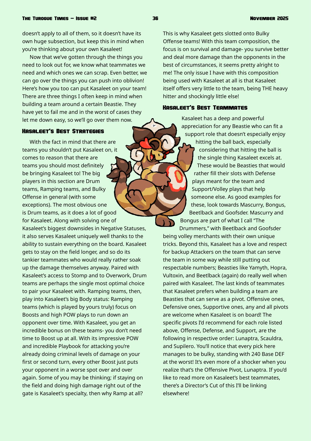 Page 36. Guest column on Body attackers by Mega-Nero